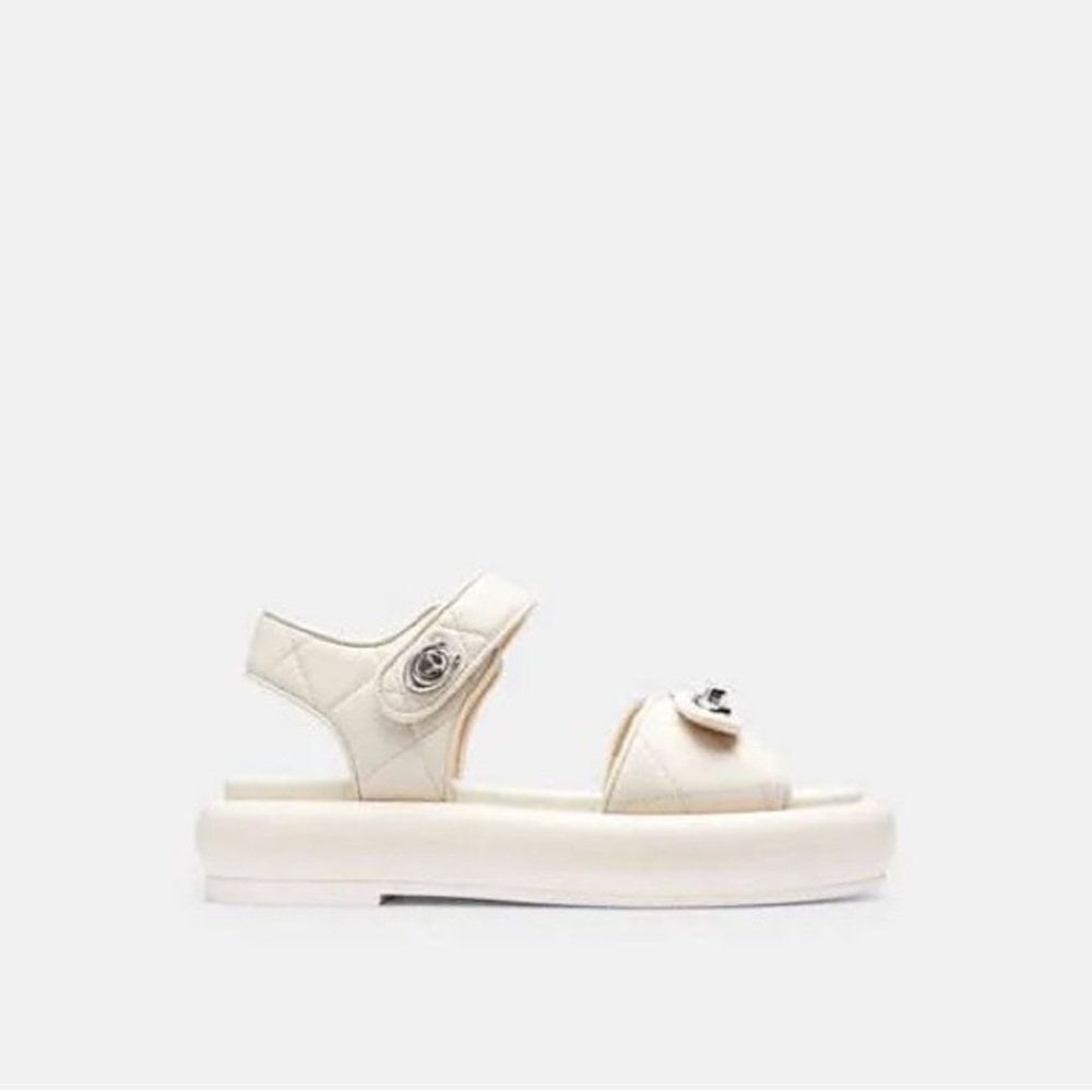 Coach Peyton Leather Sandals in Chalk Size 8.5 NWT - Picture 16 of 16